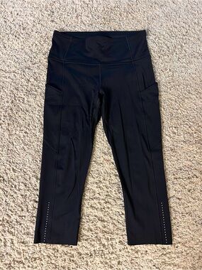 lululemon athletica fast and free Black Cropped High-Rise Performance Leggings
